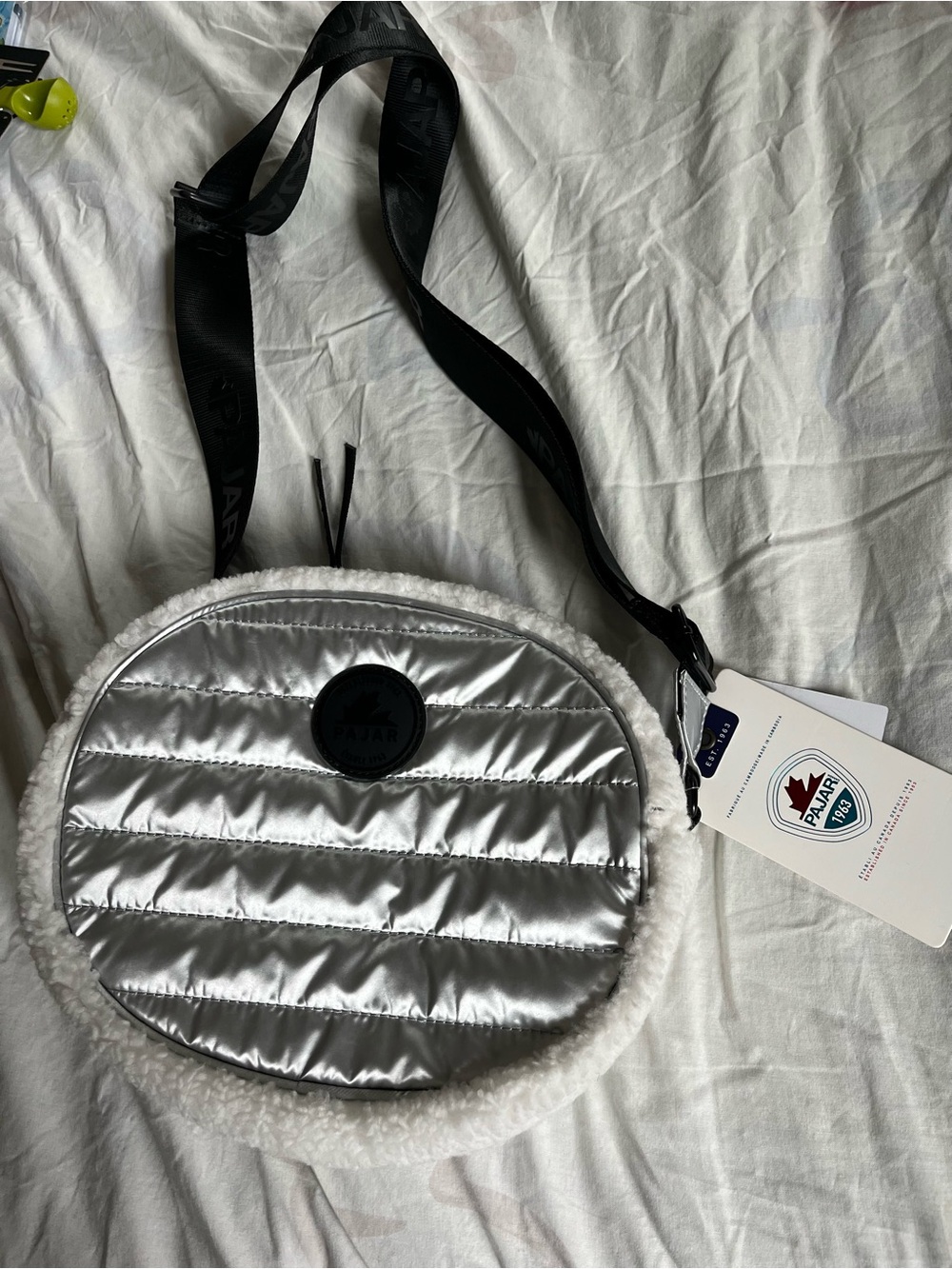 Pajar puffy silver crossbody NWT